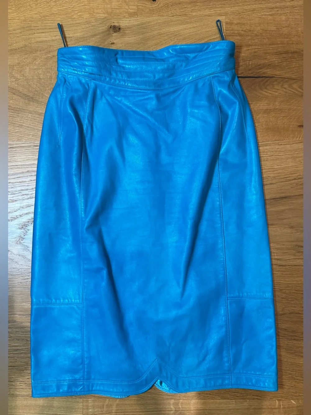 Vintage ESCADA Blue Leather Skirt